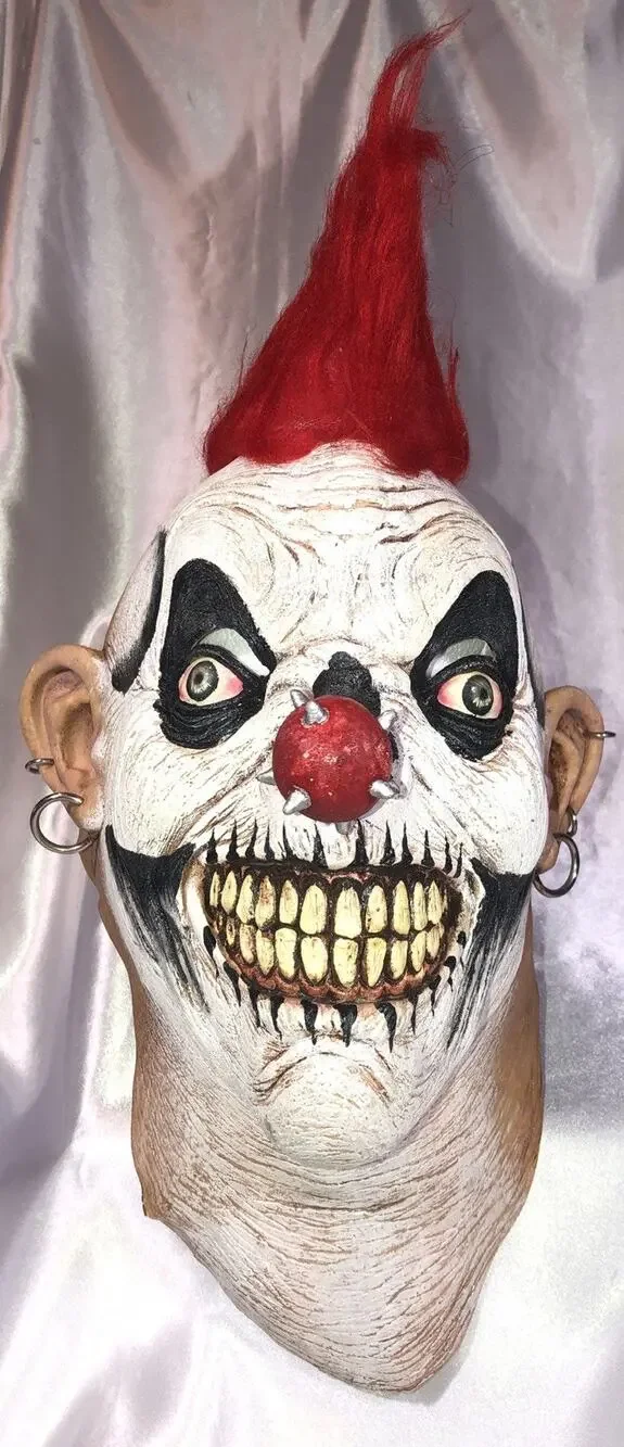 Mask Clown Scary Halloween Creepy Punk Mohawk Nose Spikes Earring Piercings